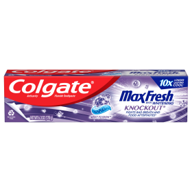 Colgate Max Fresh Knockout Toothpaste;  Whitening with Mini Breath Strips;  6.3 oz