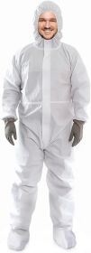 Disposable Coveralls for Men, Women 2X-Large, 25 Pack of 60 GSM Microporous White Hazmat Suits Disposable. Disposable Hazmat Suit with Hood, Boots, El