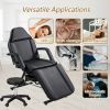 Massage Salon Tattoo Chair with Two Trays Esthetician Bed with Hydraulic Stool, Multi-Purpose 3-Section Facial Bed Table, Adjustable Beauty Barber Spa