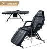 Massage Salon Tattoo Chair with Two Trays Esthetician Bed with Hydraulic Stool, Multi-Purpose 3-Section Facial Bed Table, Adjustable Beauty Barber Spa