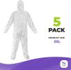 Disposable Coveralls for Men, Women 2X-Large, 25 Pack of 60 GSM Microporous White Hazmat Suits Disposable. Disposable Hazmat Suit with Hood, Boots, El