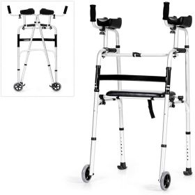 Aluminum Alloy Rehabilitation Auxiliary Walking Foldable Standard Walker (Color: Silver B, Type: Rehabilitation Equipment)